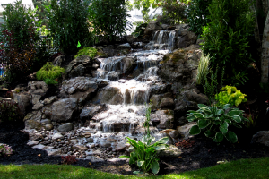 Custom backyard waterfall